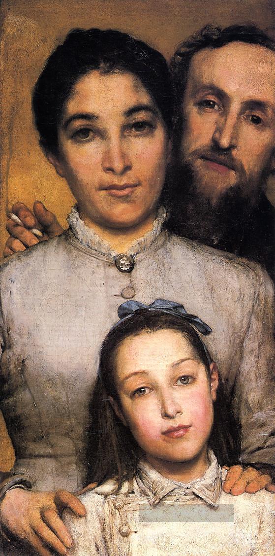 Porträt von Aime Jules Dalou seine Frau und Tochter romantische Sir Lawrence Alma Tadema Ölgemälde